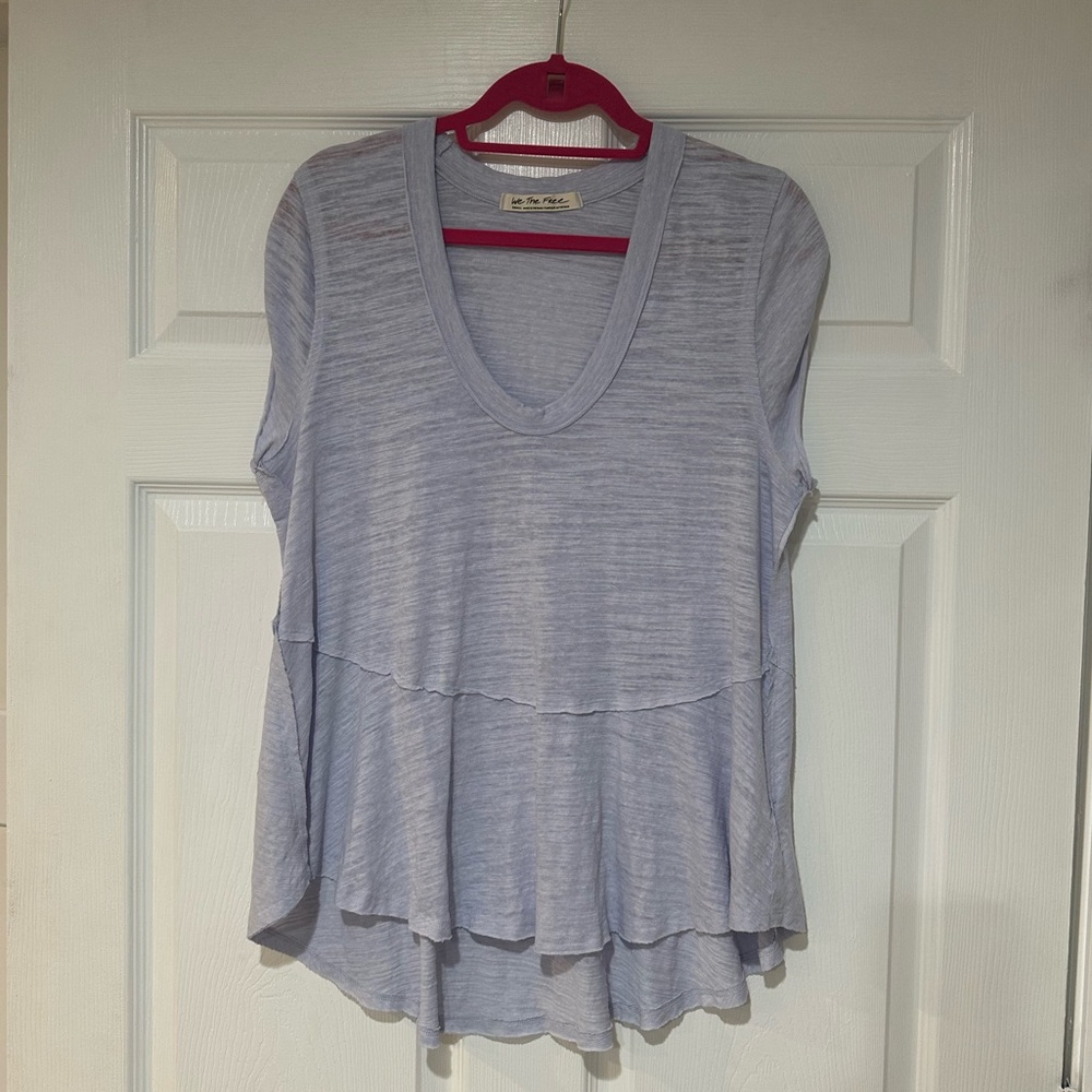 We The Free by Free People, Lavender Oversized, High Low Hem Tee in Size Small.